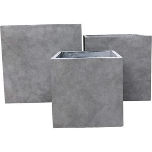 imageKante 10 Inch Square Concrete Planter for Outdoor Indoor Home Patio Garden Large Plant Pot with Drainage Hole and Rubber Plug Pure WhiteNatural Concrete