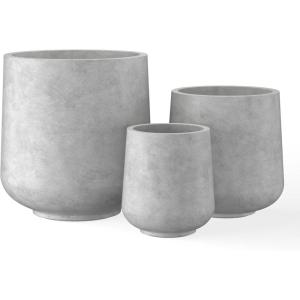 imageKante 153quot116quot82quot Dia Round Concrete Planter Large Outdoor Indoor Planter Pots Containers with Drainage Holes and Rubber Plug for Home Garden Patio Pure WhiteNatural Concrete