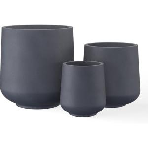 imageKante 153quot116quot82quot Dia Round Concrete Planter Large Outdoor Indoor Planter Pots Containers with Drainage Holes and Rubber Plug for Home Garden Patio Pure WhiteCharcoal