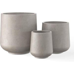 imageKante 153quot116quot82quot Dia Round Concrete Planter Large Outdoor Indoor Planter Pots Containers with Drainage Holes and Rubber Plug for Home Garden Patio Pure WhiteWeathered Concrete