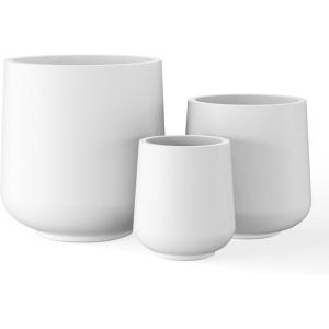 imageKante 153quot116quot82quot Dia Round Concrete Planter Large Outdoor Indoor Planter Pots Containers with Drainage Holes and Rubber Plug for Home Garden Patio Pure WhitePure White