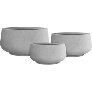imageKante 216quot169quotand 125quot Dia Round Pure White Elegant Planters Set of 3 Outdoor Indoor Garden Plant Pot with Drainage Hole and Rubber Plug for Home ampamp PatioNatural Concrete