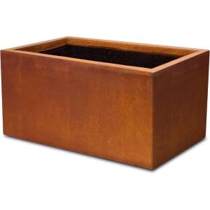 imageKante 232quot L Long Rectangular Concrete Planter Large Outdoor Indoor Garden Pots with Drainage Hole and Rubber Plug Pure WhiteFaux Weathering Steel