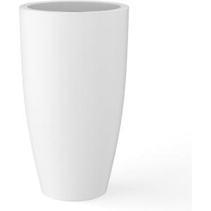 imageKante 236quot H Pure White Concrete Tall Planters Set of 2 Large Outdoor Indoor Decorative Plant Pots with Drainage Hole and Rubber Plug Modern Style for Home and GardenPure White