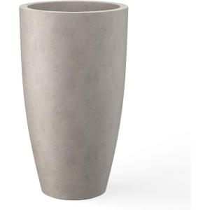 imageKante 236quot H Pure White Concrete Tall Planters Set of 2 Large Outdoor Indoor Decorative Plant Pots with Drainage Hole and Rubber Plug Modern Style for Home and GardenWeathered Concrete