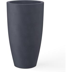imageKante 236quot H Pure White Concrete Tall Planters Set of 2 Large Outdoor Indoor Decorative Plant Pots with Drainage Hole and Rubber Plug Modern Style for Home and GardenCharcoal