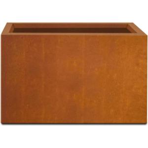 imageKante 236quot L Rectangular Concrete Planters Outdoor Indoor Modern Plant Pot with Drainage Hole and Rubber Plug for Garden Patio Pure White FinishFaux Weathering Steel