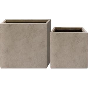 imageKante 236quot L Rectangular Concrete Planters Outdoor Indoor Modern Plant Pot with Drainage Hole and Rubber Plug for Garden Patio Pure White FinishWeathered Concrete