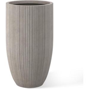 imageKante 24 Inch Tall Round Concrete Planter Large Indoor Outdoor Plant Pots with Drainage Hole and Rubber Plug Modern Decorative Garden Pots for Home Patio Porch CharcoalTextured Weathered Concrete