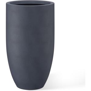 imageKante 24 Inch Tall Round Concrete Planter Large Indoor Outdoor Plant Pots with Drainage Hole and Rubber Plug Modern Decorative Garden Pots for Home Patio Porch CharcoalCharcoal