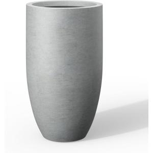 imageKante 24 Inch Tall Round Concrete Planter Large Indoor Outdoor Plant Pots with Drainage Hole and Rubber Plug Modern Decorative Garden Pots for Home Patio Porch CharcoalNatural Concrete