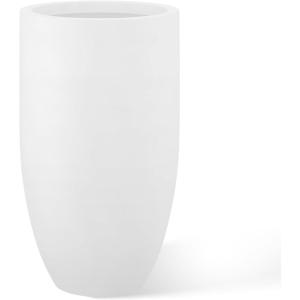 imageKante 24 Inch Tall Round Concrete Planter Large Indoor Outdoor Plant Pots with Drainage Hole and Rubber Plug Modern Decorative Garden Pots for Home Patio Porch CharcoalWhite