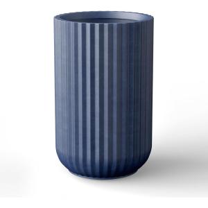imageKante Tall Fulted Planter 177 Inch Tall Round Concrete Plant Pots with Drainage Hole and Rubber Plug Modern Decor for Indoor Outdoor Plants Flower WhiteDark Blue