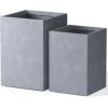 imageKante 157quot H Tall Rectangular Concrete Planters Outdoor Indoor Lightweight Plant Pots with Drainage Hole and Rubber Plug Modern Style for Home Garden Patio CharcoalSlate Gray
