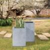 imageKante 157quot H Tall Rectangular Concrete Planters Outdoor Indoor Lightweight Plant Pots with Drainage Hole and Rubber Plug Modern Style for Home Garden Patio CharcoalSlate Gray