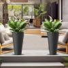 imageKante Tall Round Planter Set of 2 23quot H Large Decorative Planter Pots for Outdoor Indoor Garden Patio Front Porch BlackBlack