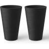 imageKante Tall Round Planter Set of 2 23quot H Large Decorative Planter Pots for Outdoor Indoor Garden Patio Front Porch BlackBlack