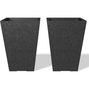imageKante 22 Inch Tall Planter Set of 2 Large Taper Planter for Outdoor Indoor Garden Patio Front Door BlackBlack