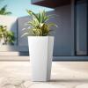 imageKante 28 Inch Tall Tapered Concrete Planter Modern Style Large Plant Pot with Drainage Hole and Rubber Plug for Patio Backyard Porch Suitable for Indoor Outdoor Plants CharcoalWhite
