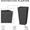 imageKante 28 Inch Tall Tapered Concrete Planter Modern Style Large Plant Pot with Drainage Hole and Rubber Plug for Patio Backyard Porch Suitable for Indoor Outdoor Plants CharcoalBlack