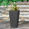 imageKante 28 Inch Tall Tapered Concrete Planter Modern Style Large Plant Pot with Drainage Hole and Rubber Plug for Patio Backyard Porch Suitable for Indoor Outdoor Plants CharcoalBlack