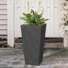 imageKante 28 Inch Tall Tapered Concrete Planter Modern Style Large Plant Pot with Drainage Hole and Rubber Plug for Patio Backyard Porch Suitable for Indoor Outdoor Plants CharcoalBlack