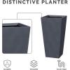 imageKante 28 Inch Tall Tapered Concrete Planter Modern Style Large Plant Pot with Drainage Hole and Rubber Plug for Patio Backyard Porch Suitable for Indoor Outdoor Plants CharcoalCharcoal