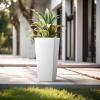 imageKante 28 Inch Tall Tapered Concrete Planter Modern Style Large Plant Pot with Drainage Hole and Rubber Plug for Patio Backyard Porch Suitable for Indoor Outdoor Plants CharcoalWhite