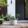 imageKante 126 Inch Dia Concrete Planter Round Pedestal Design Garden Pot for Indoor Outdoor Plants Modern Flower Pot with Drainage Hole and Rubber Plug Natural ConcreteWhite