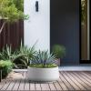 imageKante 161quot Dia Round Curvy Concrete Planter Large Plant Pots with Drainage Hole and Rubber Plug for Indoor Outdoor Plants Flower Pot for Home Garden Patio Porch CharcoalWhite