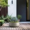 imageKante 161quot Dia Round Curvy Concrete Planter Large Plant Pots with Drainage Hole and Rubber Plug for Indoor Outdoor Plants Flower Pot for Home Garden Patio Porch CharcoalWeathered Concrete