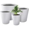 imageKante Round Tapered Concrete Planters Set of 3 183quot153quot and 124quot Dia Flower Pot with Drainage Hole and Rubber Plug for Indoor Outdoor Plants Large Plant Pot for Home Garden Patio CharcoalNatural Concrete