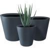 imageKante Round Tapered Concrete Planters Set of 3 183quot153quot and 124quot Dia Flower Pot with Drainage Hole and Rubber Plug for Indoor Outdoor Plants Large Plant Pot for Home Garden Patio CharcoalCharcoal