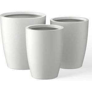 imageKante 181quot H Tall Round Concrete Planter for Outdoor Indoor Modern Decorative Plant Pots with Drainage Hole ampamp Rubber Plug for Home Patio Garden CharcoalPure White