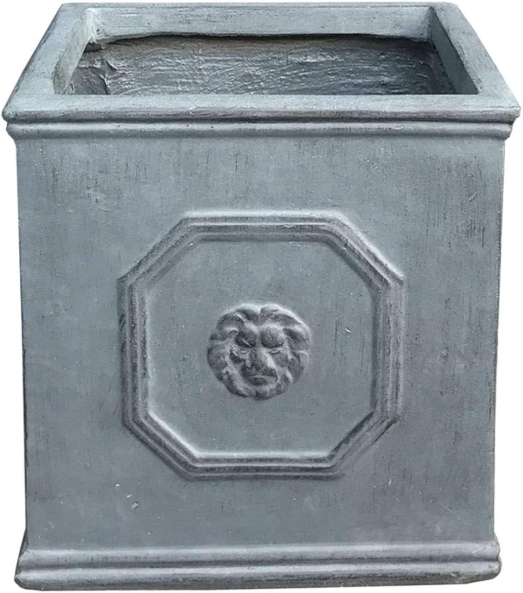 imageKante Square Lion Head Concrete Planter Classic English Style Plant Pot with Drainage Hole and Rubber Plug for Indoor Outdoor Garden Patio Home 102quotx102quotx 102quot Antique GrayOil Rubbed Bronze