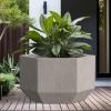 imageKante Hexagon Concrete Planter 173 Inch Tall Outdoor Indoor Flower Pots with Drainage Holes and Rubber Plug for Home Patio Garden Weathered ConcreteWeathered Concrete