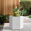 imageKante Hexagon Concrete Planter 173 Inch Tall Outdoor Indoor Flower Pots with Drainage Holes and Rubber Plug for Home Patio Garden Weathered ConcreteWhite