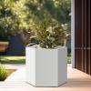 imageKante Hexagon Concrete Planter 173 Inch Tall Outdoor Indoor Flower Pots with Drainage Holes and Rubber Plug for Home Patio Garden Weathered ConcreteWhite