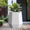 imageKante Hexagon Concrete Planter 173 Inch Tall Outdoor Indoor Flower Pots with Drainage Holes and Rubber Plug for Home Patio Garden Weathered ConcreteWhite