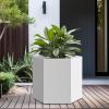 imageKante Hexagon Concrete Planter 173 Inch Tall Outdoor Indoor Flower Pots with Drainage Holes and Rubber Plug for Home Patio Garden Weathered ConcreteWhite