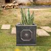 imageKante Square Lion Head Concrete Planter Classic English Style Plant Pot with Drainage Hole and Rubber Plug for Indoor Outdoor Garden Patio Home 102quotx102quotx 102quot Antique GrayOil Rubbed Bronze