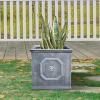 imageKante Square Lion Head Concrete Planter Classic English Style Plant Pot with Drainage Hole and Rubber Plug for Indoor Outdoor Garden Patio Home 102quotx102quotx 102quot Antique GrayAntique Gray