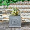 imageKante Square Lion Head Concrete Planter Classic English Style Plant Pot with Drainage Hole and Rubber Plug for Indoor Outdoor Garden Patio Home 102quotx102quotx 102quot Antique GrayAntique Gray