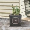 imageKante Square Lion Head Concrete Planter Classic English Style Plant Pot with Drainage Hole and Rubber Plug for Indoor Outdoor Garden Patio Home 102quotx102quotx 102quot Antique GrayOil Rubbed Bronze
