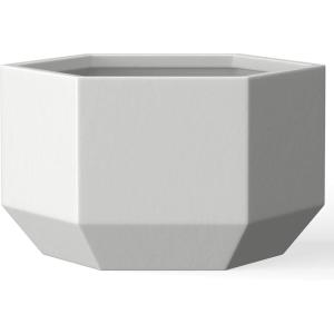 imageKante Hexagon Concrete Planter 173 Inch Tall Outdoor Indoor Flower Pots with Drainage Holes and Rubber Plug for Home Patio Garden Weathered ConcreteWhite