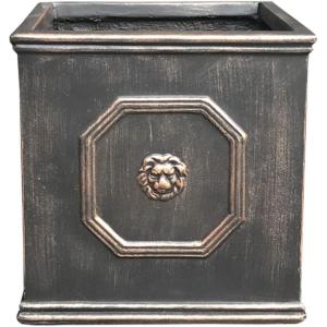 imageKante Square Lion Head Concrete Planter Classic English Style Plant Pot with Drainage Hole and Rubber Plug for Indoor Outdoor Garden Patio Home 102quotx102quotx 102quot Antique GrayOil Rubbed Bronze