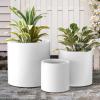 imageKante 98quot126quot157quot Dia Round Concrete Planter Set of 3 Modern Style Large Cylindrical Plant Pot with Drainage Hole and Rubber Plug for Indoor Outdoor Patio BlackPure White