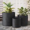 imageKante 98quot126quot157quot Dia Round Concrete Planter Set of 3 Modern Style Large Cylindrical Plant Pot with Drainage Hole and Rubber Plug for Indoor Outdoor Patio BlackBlack