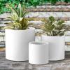 imageKante 98quot126quot157quot Dia Round Concrete Planter Set of 3 Modern Style Large Cylindrical Plant Pot with Drainage Hole and Rubber Plug for Indoor Outdoor Patio BlackPure White