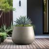 imageKante Curva Series Planter 102 Inch Round Concrete Flower Pot with Draiange Hole and Rubber Plug Suitable for Indoor Plants Home Garden Patio BlackWeathered Concrete